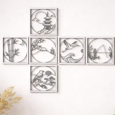 Bộ Tranh Treo Tường Phong Cách Nhật (6 Tấm)