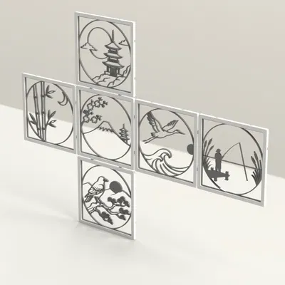 Bộ Tranh Treo Tường Phong Cách Nhật (6 Tấm)