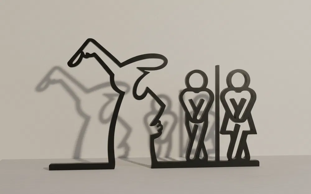 Kệ Wall Art WC Hài Hước – Pictogram Nam/Nữ Tối Giản – In 3D FDM - Image 1