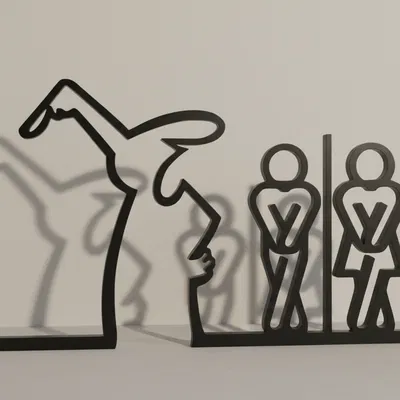 Kệ Wall Art WC Hài Hước – Pictogram Nam/Nữ Tối Giản – In 3D FDM