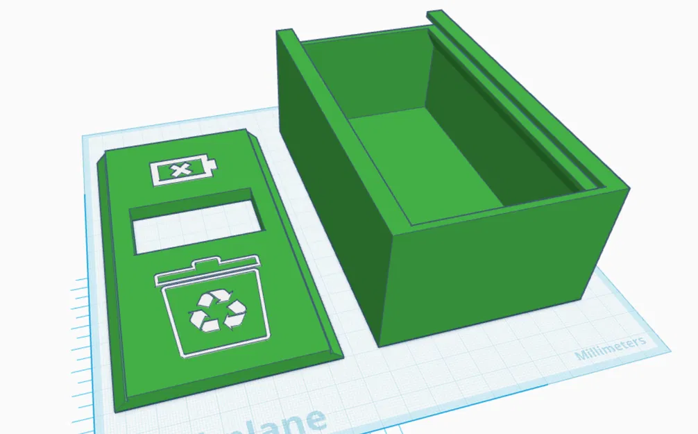 Thùng rác pin đã dùng có khe bỏ pin (Battery Waste Bin with Slot) - Image 1