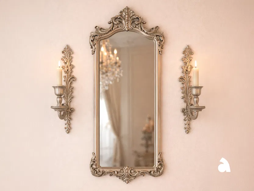 Chân Nến Treo Tường Rococo Cổ Điển (Classic Rococo Wall Candle Holder) - Image 2