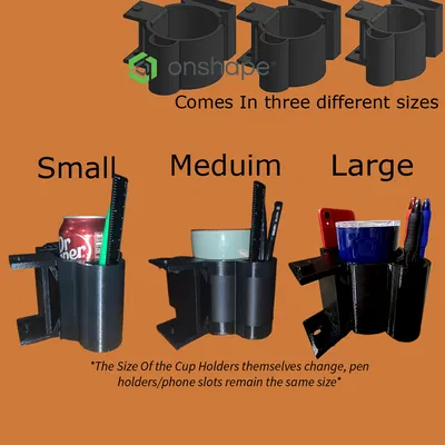 Kẹp để bàn 3-trong-1 giữ ly – Kèm khe để điện thoại & ống cắm bút