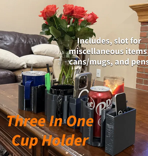 Kẹp để bàn 3-trong-1 giữ ly – Kèm khe để điện thoại & ống cắm bút - Image 3