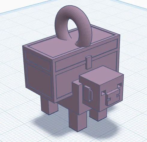 Mặt dây chuyền Heo Minecraft Dungeons đeo rương (Piggy Bank) - Image 1