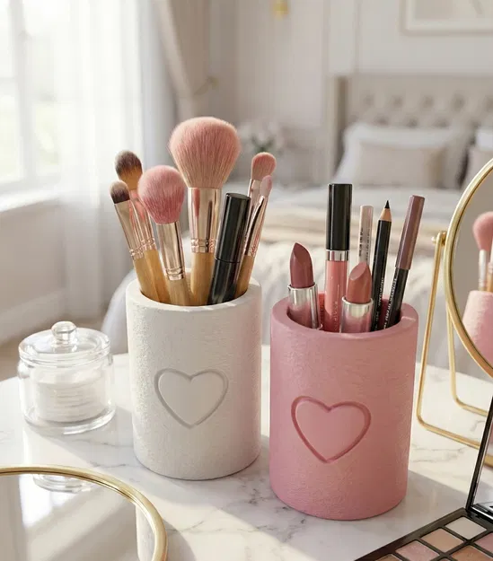 Ống Đựng Bút Hình Trái Tim / Organizer Đựng Đồ Trang Điểm - Image 2