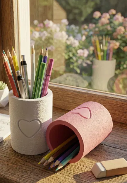 Ống Đựng Bút Hình Trái Tim / Organizer Đựng Đồ Trang Điểm - Image 6