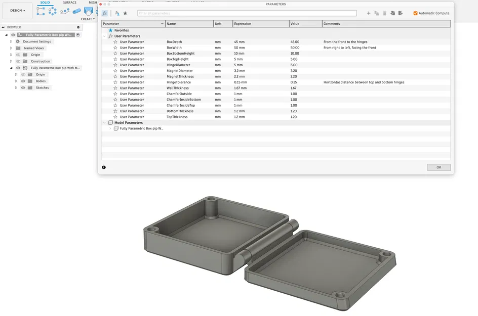 Hộp Nam Châm Print-in-Place Parametric | Fusion 360 - Image 2