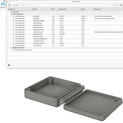Hộp Nam Châm Print-in-Place Parametric | Fusion 360