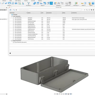Hộp Nam Châm Print-in-Place Parametric | Fusion 360