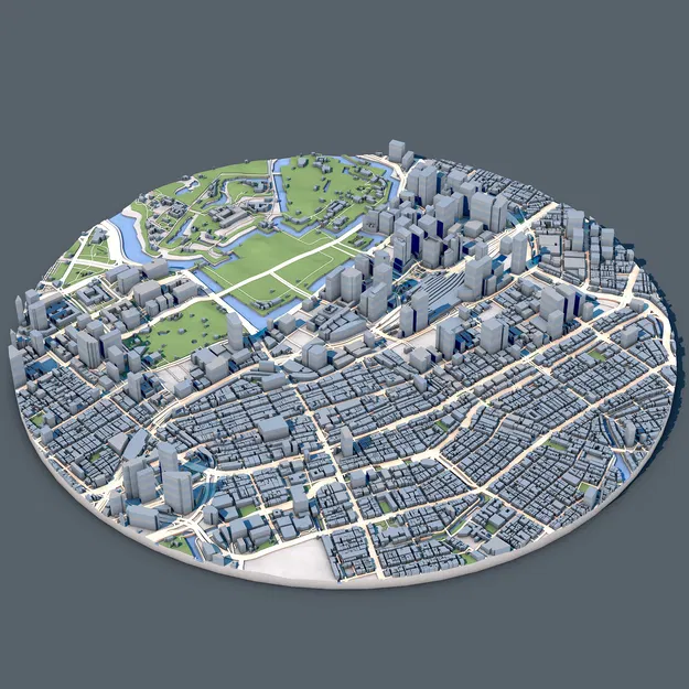 Mô hình 3D Cityscape Tokyo (Nhật Bản) – Kiến trúc đô thị in được - Image 1