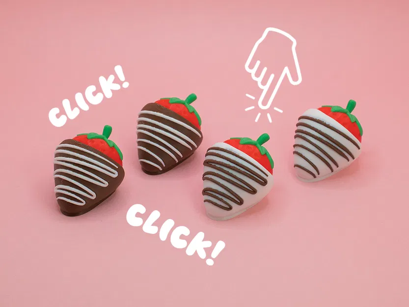 Valentines Chocolate Covered Strawberry Fidget Clicker - Dâu phủ chocolate bấm click - Image 1