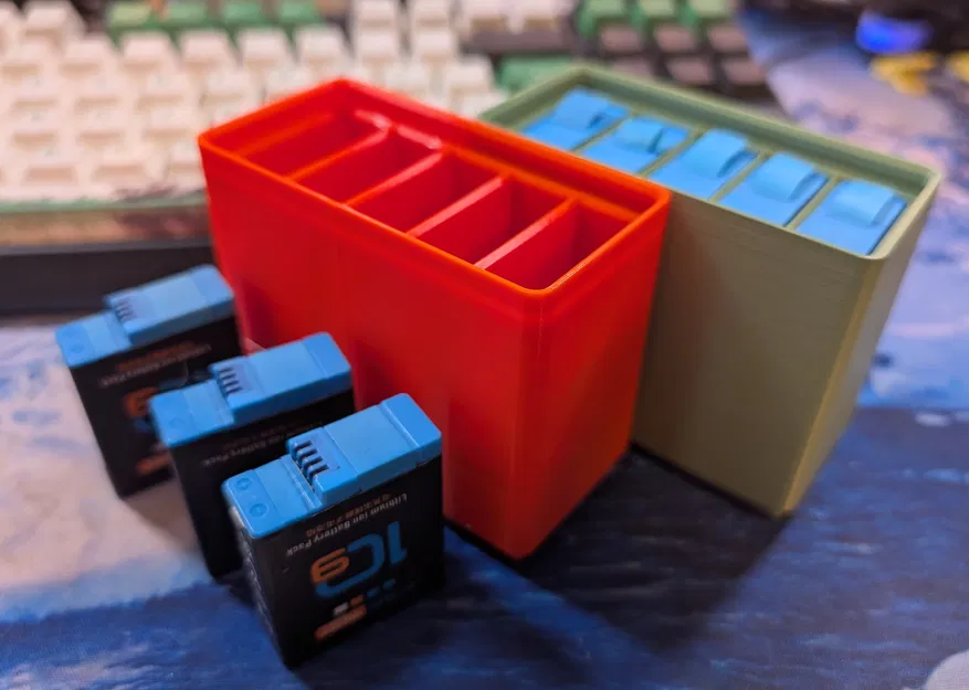 Hộp Gridfinity 1x2x9u chứa 5 pin GoPro (form factor mới) - Image 1