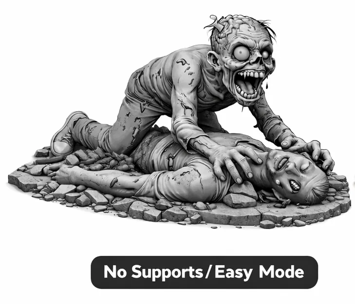 Zombie Bò Đè Lên Nạn Nhân – Diorama Support-Free (Không Cần Supports) - Image 1