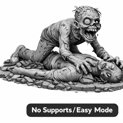 Zombie Bò Đè Lên Nạn Nhân – Diorama Support-Free (Không Cần Supports)