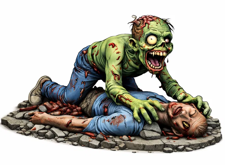 Zombie Bò Đè Lên Nạn Nhân – Diorama Support-Free (Không Cần Supports) - Image 2
