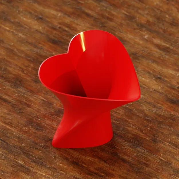 Bình Hoa Trái Tim Xoắn Lượn Có Viền (Heart Vase Curled with Margins) - Image 1