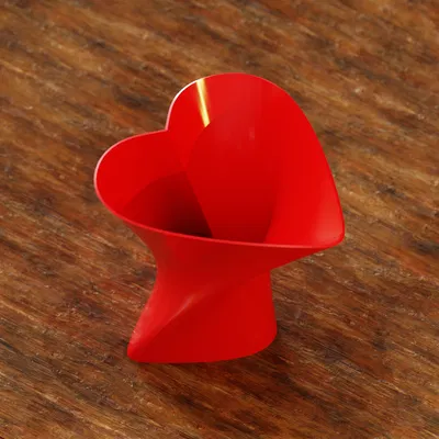 Bình Hoa Trái Tim Xoắn Lượn Có Viền (Heart Vase Curled with Margins)