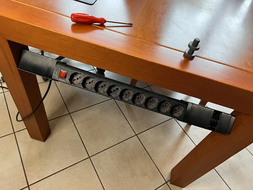 Gá treo ổ cắm điện dưới bàn không cần khoan (No-Drill Desk Power Strip Mount) - Image 1