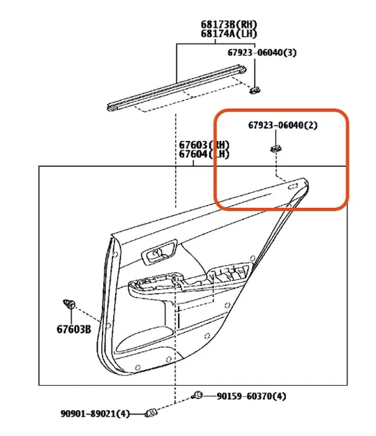 Toyota (inspired) Camry/Aurion GSV40/GSV50 Holder Clip 67923-06040 - Image 1