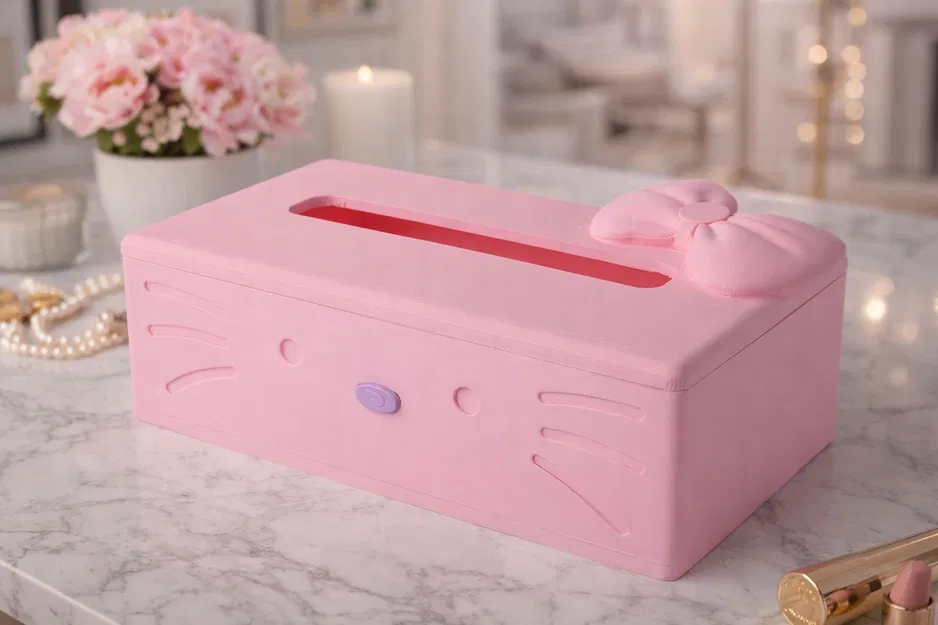 Hộp Khăn Giấy Hello Kitty (Hello Kitty Paper Tissue Box) - Image 1