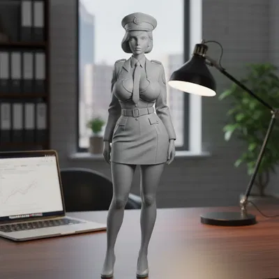 Cô gái trong đồng phục bảo vệ