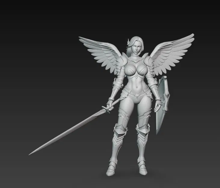 Thiên thần nữ mặc giáp, cầm kiếm và khiên - Image 3