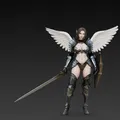 Thiên thần nữ mặc giáp, cầm kiếm và khiên - Thumbnail 4