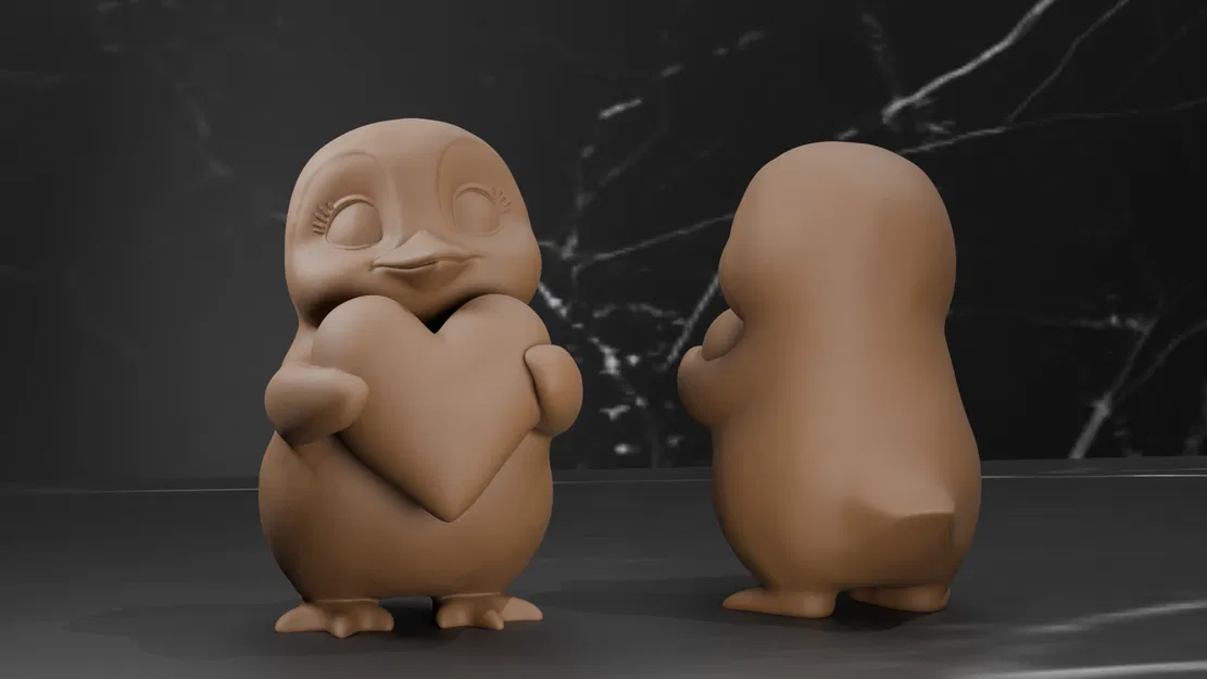 Valentine - Chim cánh cụt dễ thương ôm trái tim - Image 1