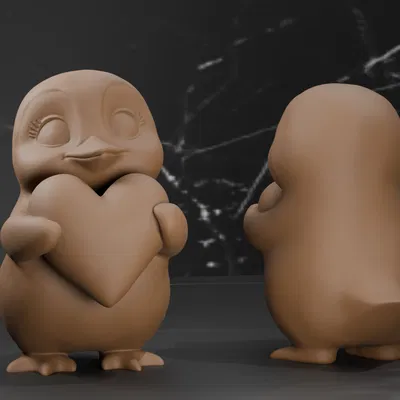 Valentine - Chim cánh cụt dễ thương ôm trái tim