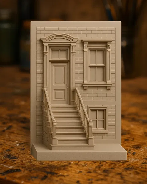 Phù điêu mặt tiền nhà phố cổ điển (Classic Townhouse Facade Relief) - Image 1