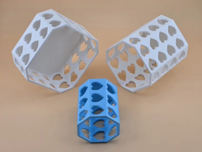 Bộ khay/giỏ bút trái tim open frame bát giác – decor Valentine (12 mẫu) - Image 4