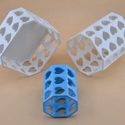 Bộ khay/giỏ bút trái tim open frame bát giác – decor Valentine (12 mẫu)