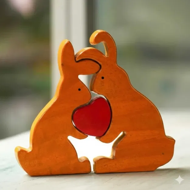 Two Rabbit With Heart – Hai Bé Thỏ Ôm Trái Tim - Image 1
