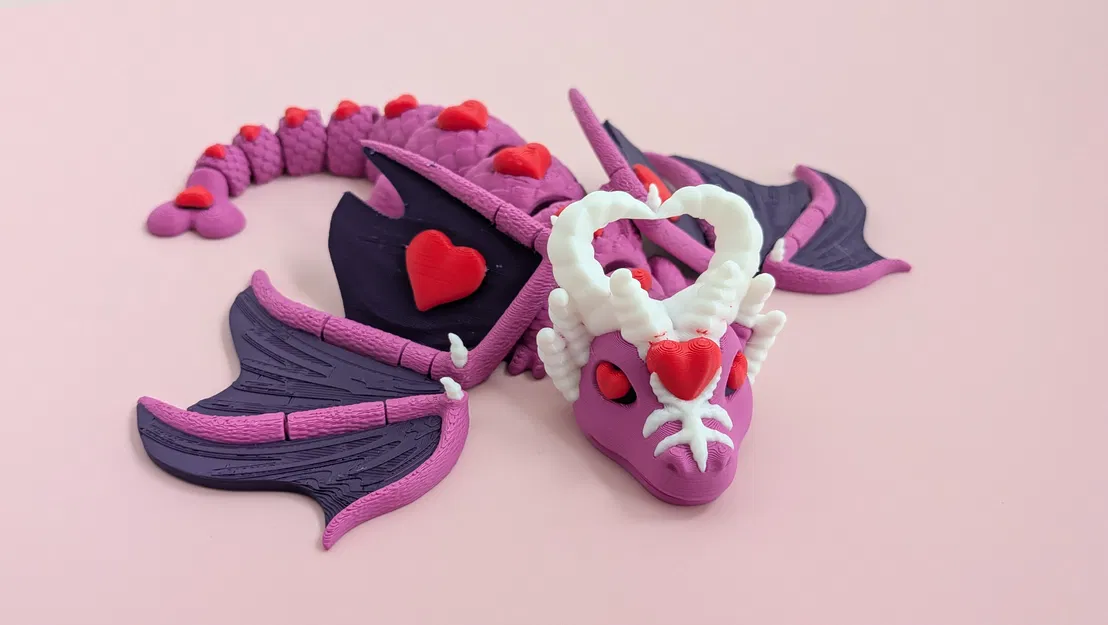 Rồng Elder Valentine – Mô hình rồng articulated phủ tim - Image 1