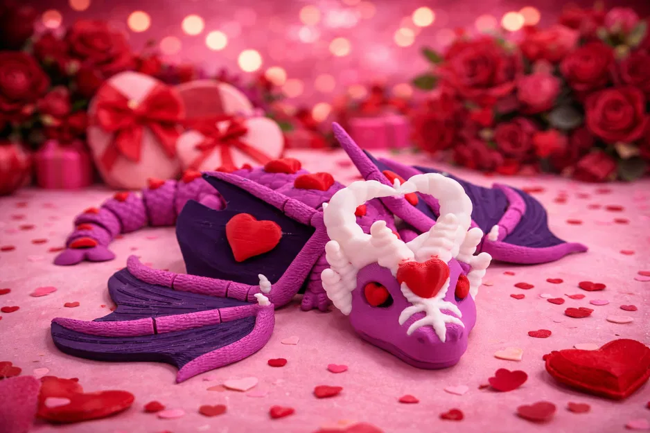 Rồng Elder Valentine – Mô hình rồng articulated phủ tim - Image 2