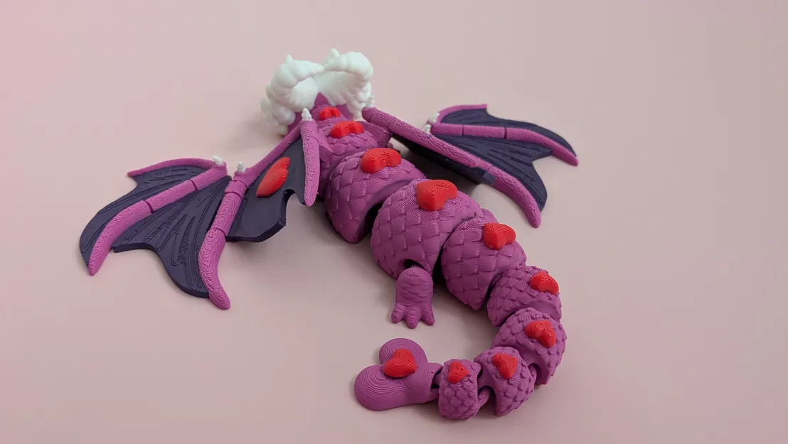Rồng Elder Valentine – Mô hình rồng articulated phủ tim - Image 5