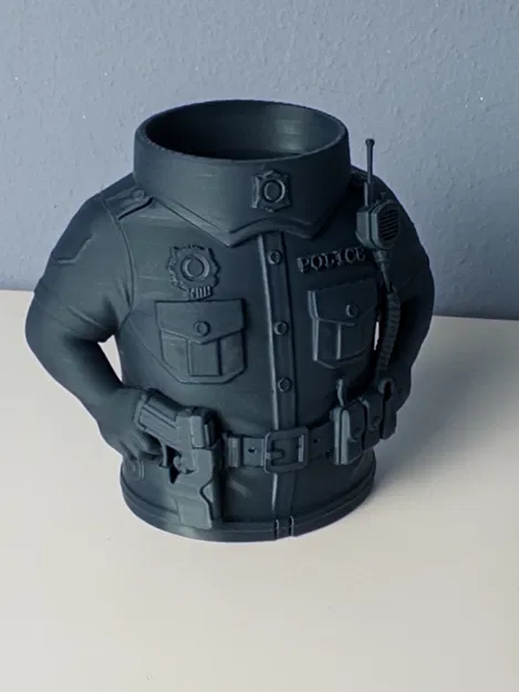 Ống Cắm Bút Đồng Phục Cảnh Sát – Tượng Bán Thân Chi Tiết (Dễ In) - Image 3