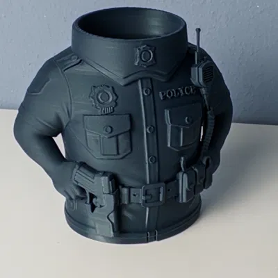 Ống Cắm Bút Đồng Phục Cảnh Sát – Tượng Bán Thân Chi Tiết (Dễ In)