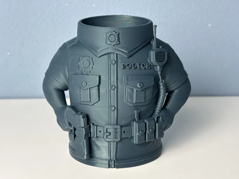 Ống Cắm Bút Đồng Phục Cảnh Sát – Tượng Bán Thân Chi Tiết (Dễ In) - Image 4