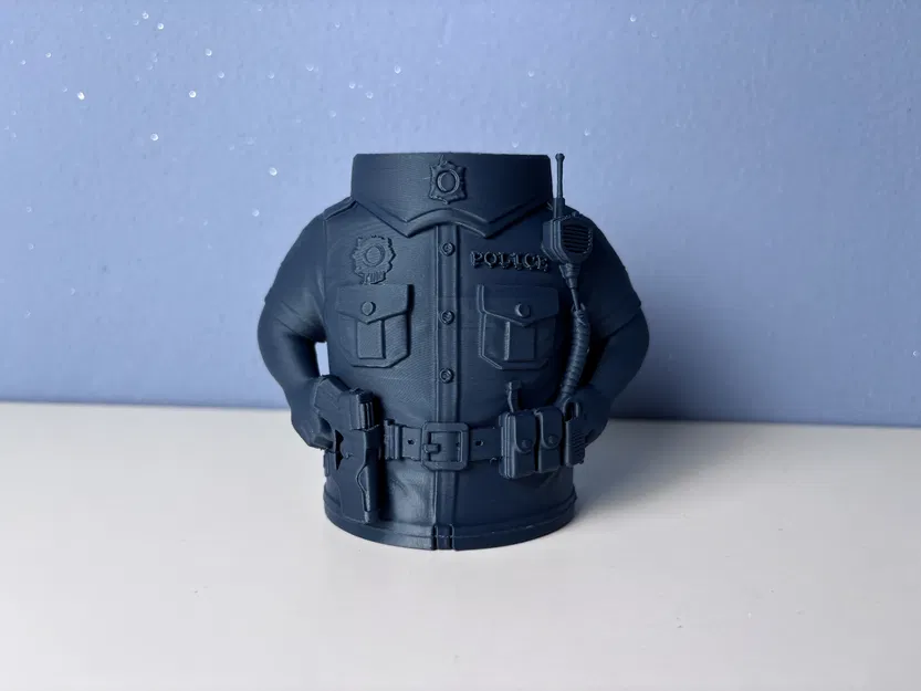 Ống Cắm Bút Đồng Phục Cảnh Sát – Tượng Bán Thân Chi Tiết (Dễ In) - Image 7