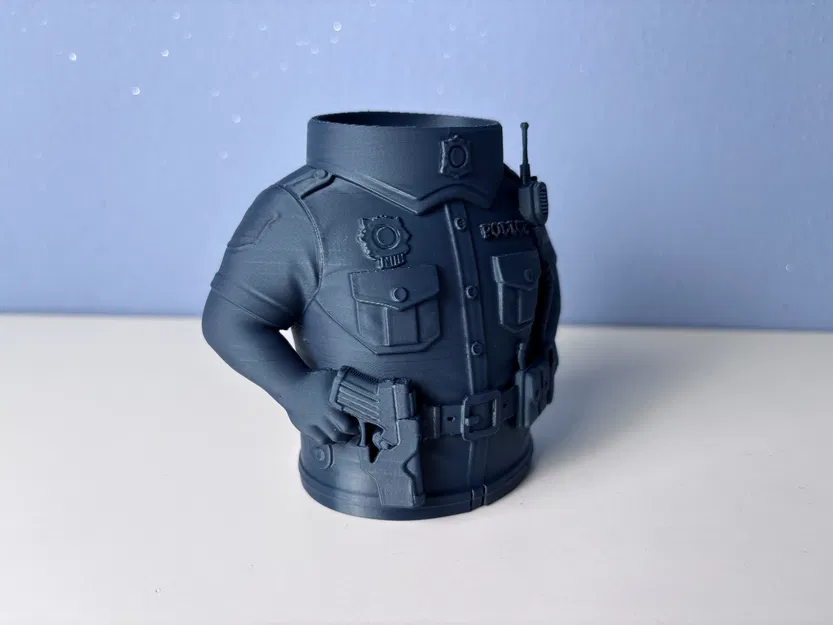 Ống Cắm Bút Đồng Phục Cảnh Sát – Tượng Bán Thân Chi Tiết (Dễ In) - Image 8