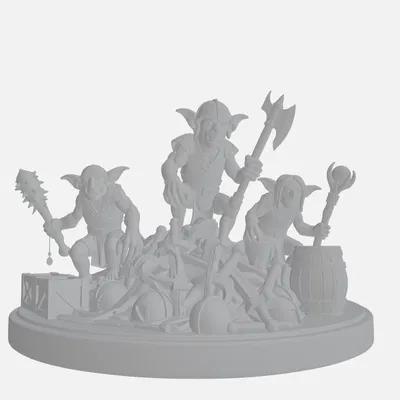 Goblin Gang DnD mini – Băng goblin trên đống kho báu (tile 2x2)