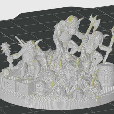 Goblin Gang DnD mini – Băng goblin trên đống kho báu (tile 2x2)