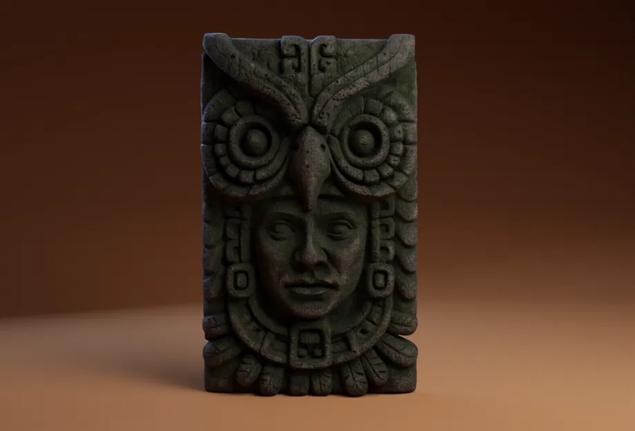 Bảng treo tường hình đầu cú Zapotec (Zapotec Owl Head Plaque) - Image 1