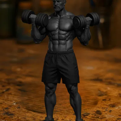 Tượng Nam Thể Hình Sức Mạnh với Tạ Tay (Athletic Strength Figure with Dumbbells)