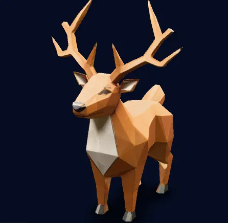 Nai (Deer) – Mẫu 3D đường cong hình học và sừng - Image 1