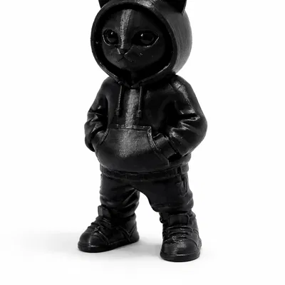 Tượng Mèo Hoodie Dễ Thương – Mèo Phong Cách Street Trang Trí