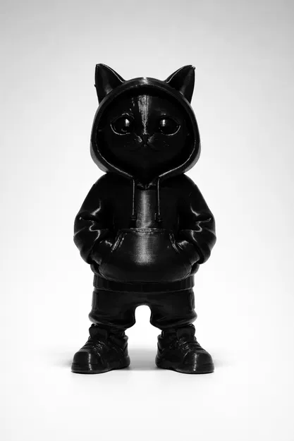 Tượng Mèo Hoodie Dễ Thương – Mèo Phong Cách Street Trang Trí - Image 3