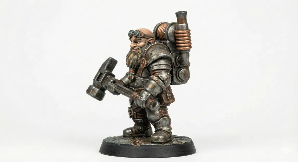 Thorum Sparkhammer – Miniature Dwarf Artificer Steampunk - Image 4